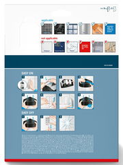 Rückseite der Verpackung des tesa Lavaa Eckduschkorbs M mit Anweisungen zur einfachen Montage und Demontage. Geeignet für glatte Oberflächen wie Fliesen, Marmor, Glas, Metall, Holz und bestimmte Kunststoffe. Nicht geeignet für Tapeten, Putz und bestimmte 