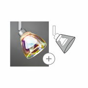 Dekoschirm Wolbi in schräger Perspektive, schillerndes Glasdesign mit metallischer Halterung.