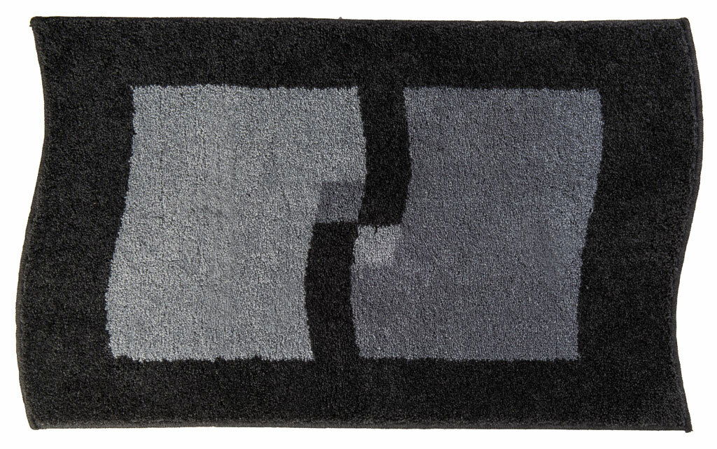 Badteppich Betty 70x120cm in Schwarz und Grau mit geometrischem Muster, Draufsicht