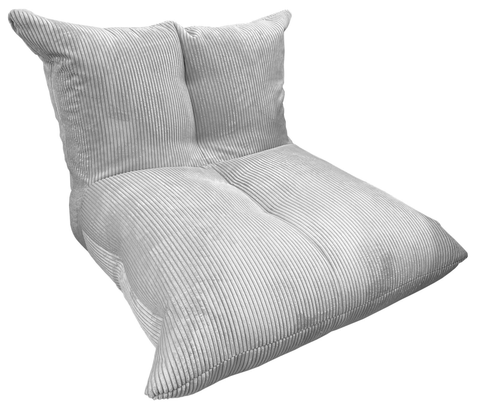 Z2 Sitzsack ESTRELLA Grauer, gerippter Sitzsack in Liegeposition, seitliche Perspektive