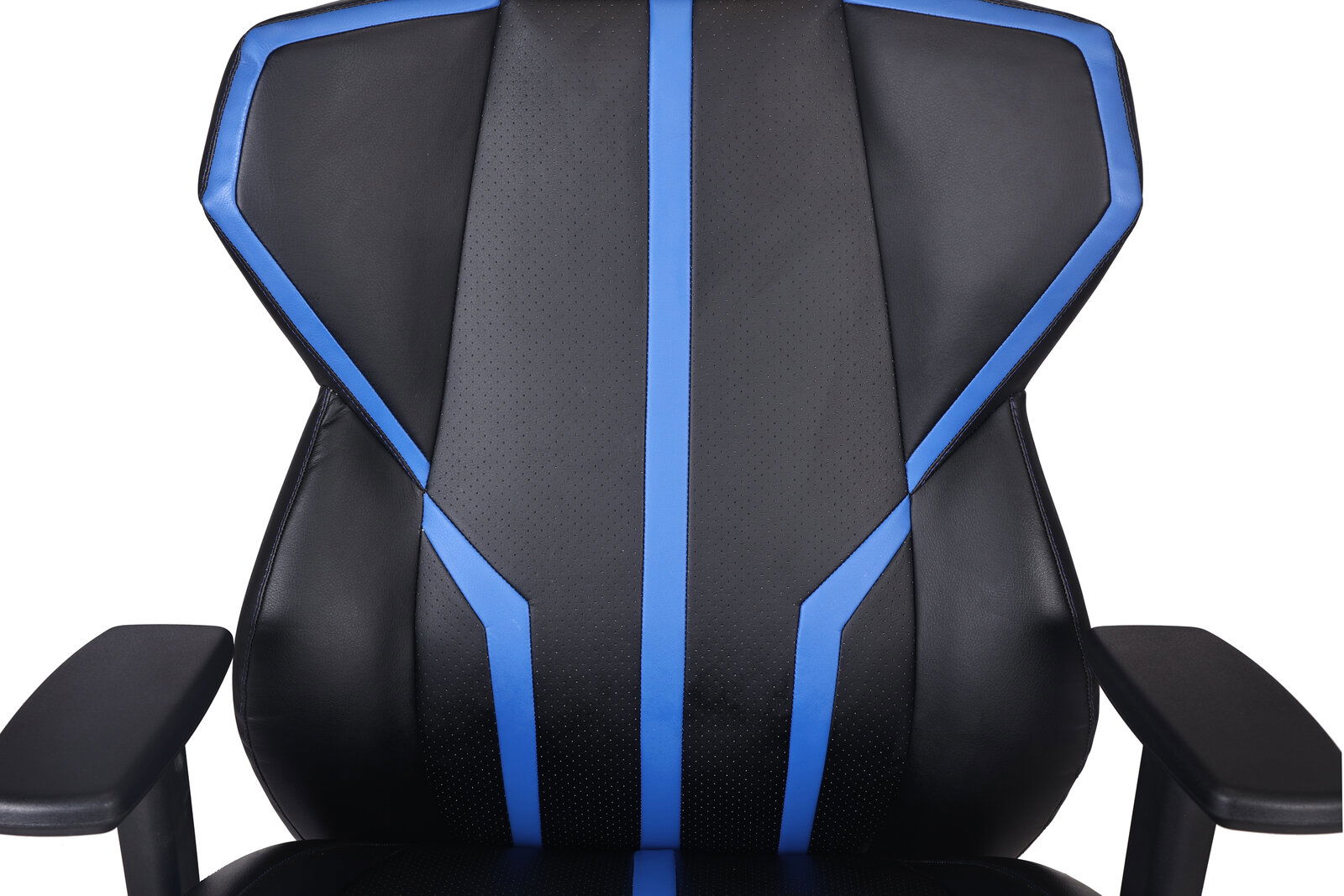 Gaming Stuhl in Schwarz mit blauen Akzenten, Vorderansicht