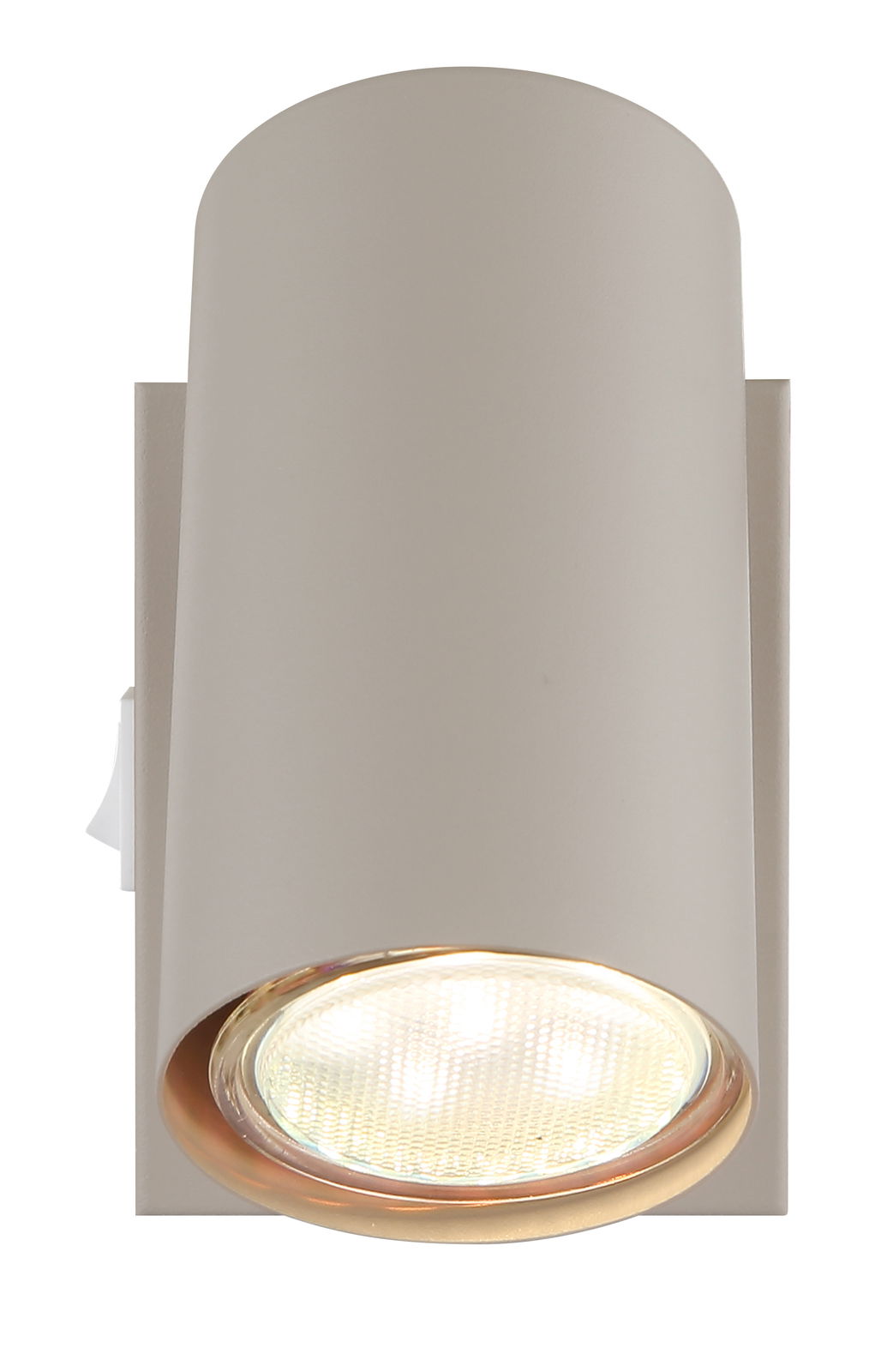 Moderner zylindrischer Strahler in Beige, Ansicht von vorne