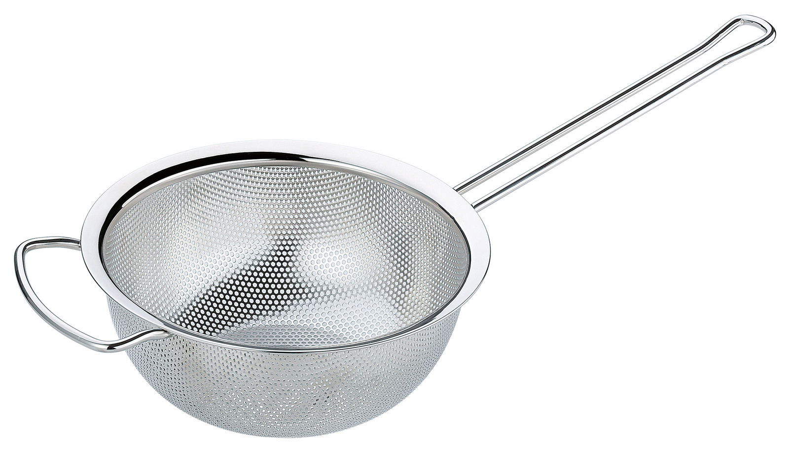 Küchensieb DELUXE aus Edelstahl, 18 cm, seitliche Perspektive
