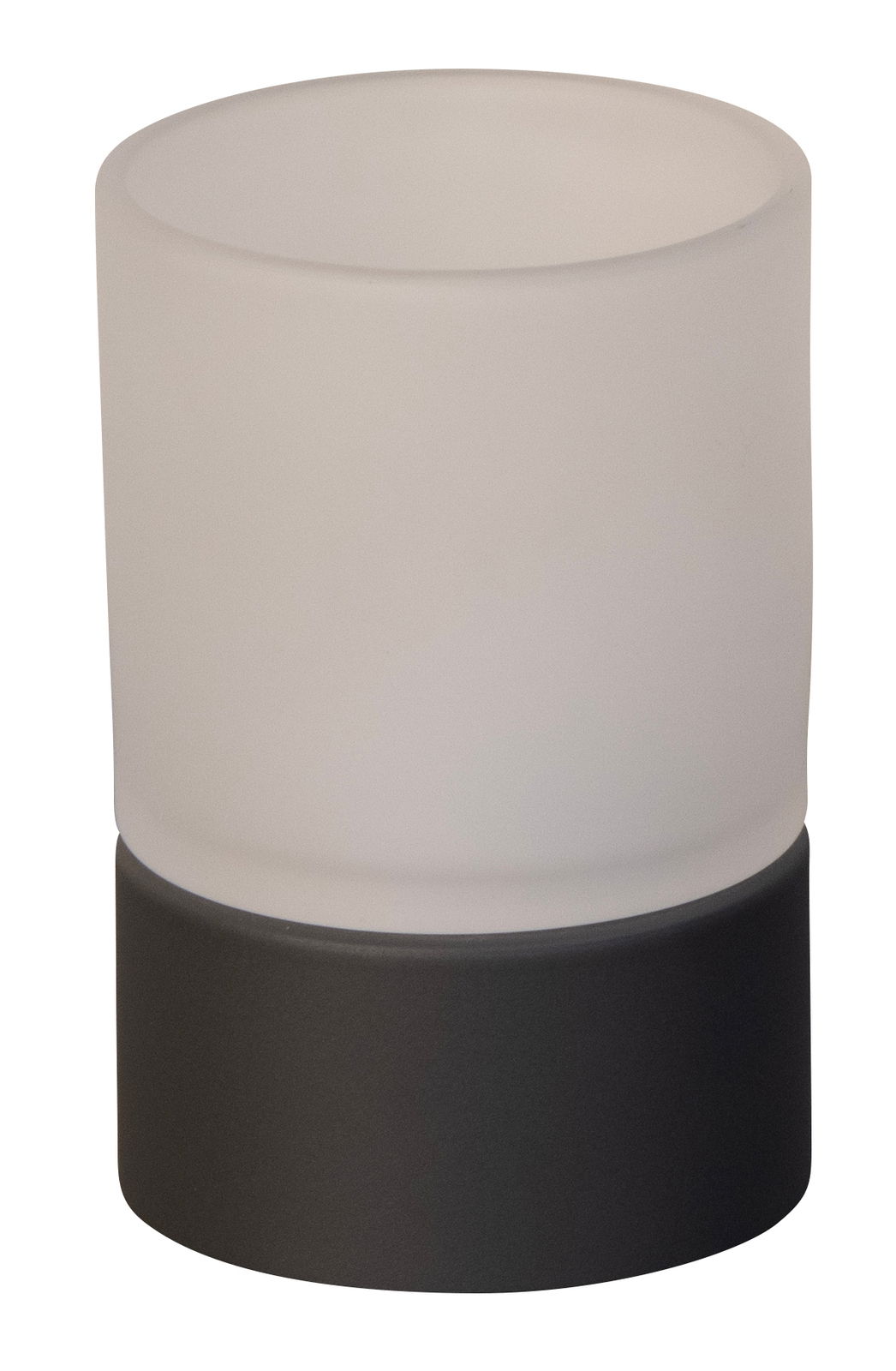 Fischer & Honsel ARIVA PRO windlicht op batterijen Akku-Windlicht in zylindrischer Form mit mattem Glas und dunklem Sockel, seitliche Ansicht