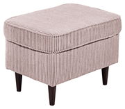 Hocker mit geripptem Stoffbezug in Beige, seitliche Perspektive