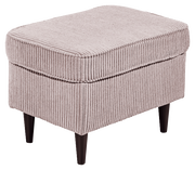Hocker mit geripptem Stoffbezug in Beige, seitliche Perspektive