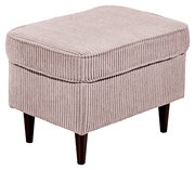 Hocker mit geripptem Stoffbezug in Beige, seitliche Perspektive