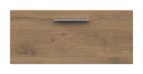 Frontansicht einer Holzschublade mit Metallgriff, natürliche Holzmaserung sichtbar