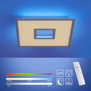 Moderne witte plafondlamp RECESS met afstandsbediening, led-technologie en instelbare kleurtemperatuur, gezien van onderaf.