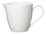 Wit melkkannetje met gestructureerd patroon, zijaanzicht