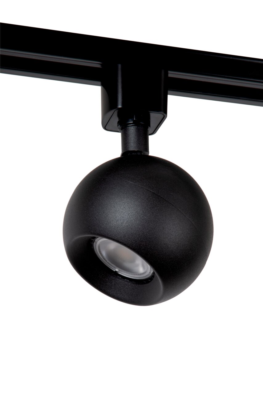 Schwarzer Strahler FAVORI von Lucide, kugelförmiges Design, seitliche Perspektive