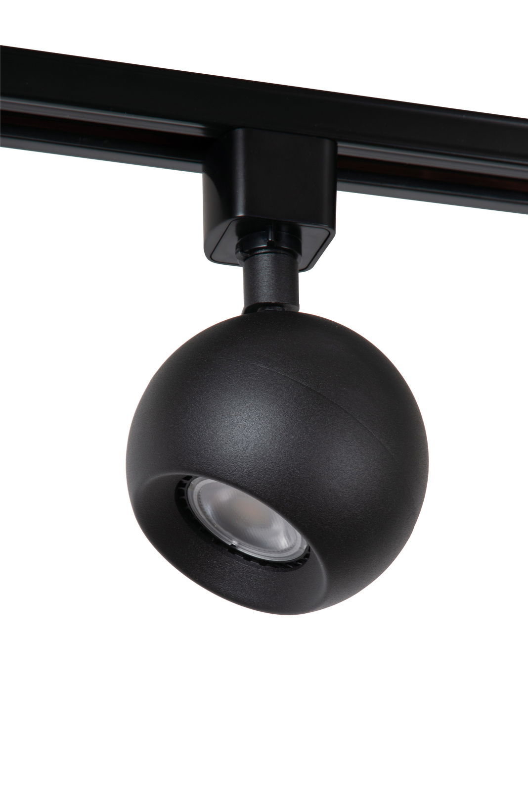 Schwarzer Strahler FAVORI von Lucide, kugelförmiges Design, seitliche Perspektive