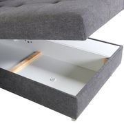 Graues Ecksofa mit Stauraum, geöffnete Perspektive von oben