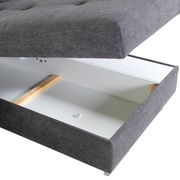 Graues Ecksofa mit Stauraum, geöffnete Perspektive von oben
