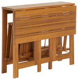 Holz-Balkon-Set in zusammengeklappter Ansicht, seitliche Perspektive