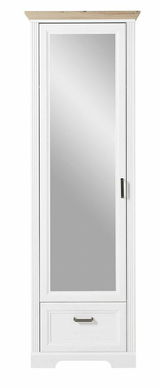 Schmaler Garderobenschrank mit Spiegel und Schublade, Frontalansicht