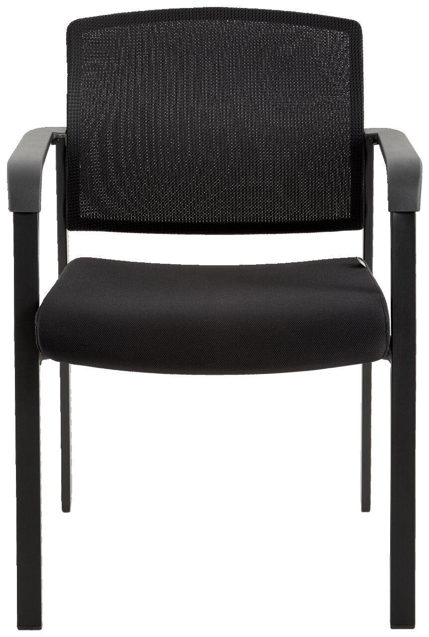 XORA Besucherstuhl MIRO Schwarzer Besucherstuhl mit Netzrückenlehne und gepolstertem Sitz, Frontalansicht