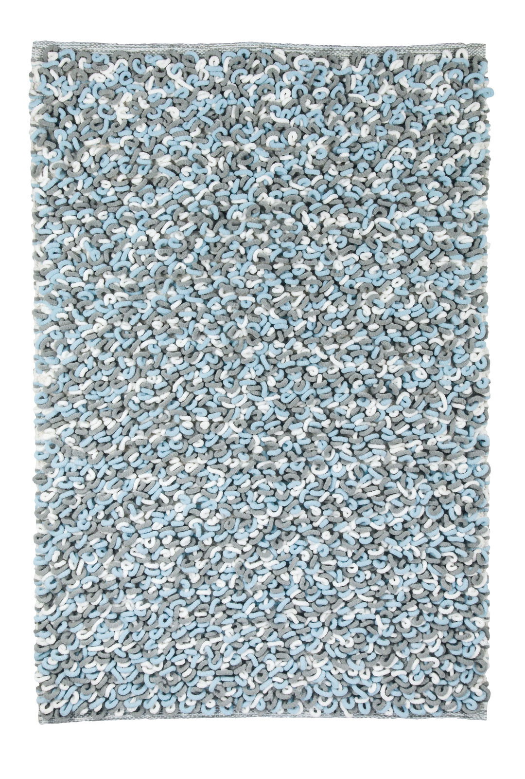 Badteppich in Grau und Blau mit dichter, strukturierter Oberfläche, Draufsicht