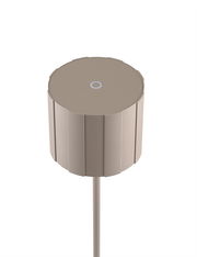 Moderne Akku-Stehleuchte in zylindrischer Form, Ansicht von oben.