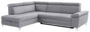 Graues Ecksofa mit verstellbaren Kopfstützen, Ansicht von vorne links