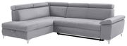 Graues Ecksofa mit verstellbaren Kopfstützen, Ansicht von vorne links