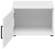 Weißer Aufsatzschrank mit geöffneter Tür, Frontansicht