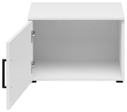 Weißer Aufsatzschrank mit geöffneter Tür, Frontansicht