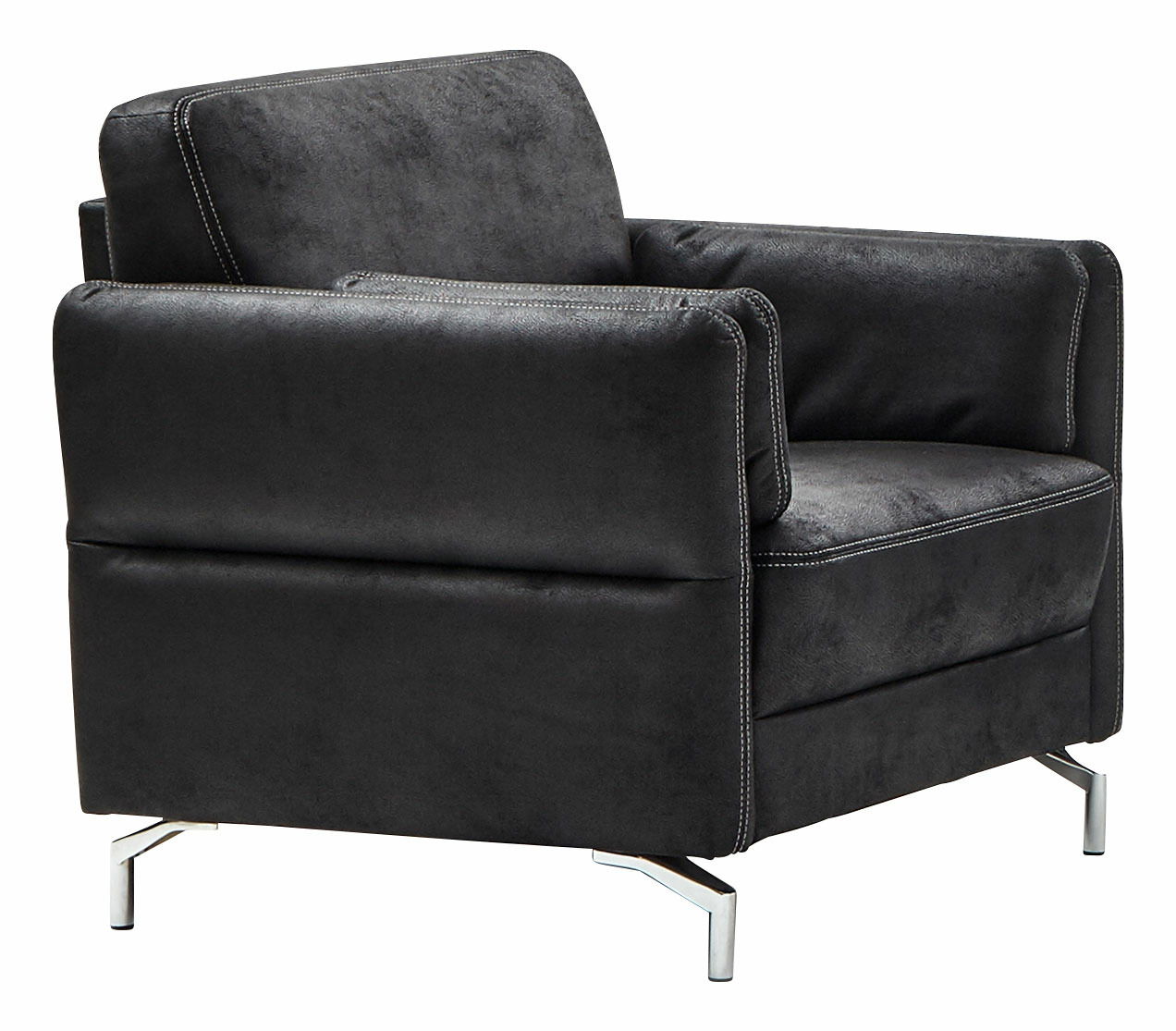 Landscape Sessel OKLAHOMA Schwarzer Sessel mit Metallfüßen, seitliche Perspektive