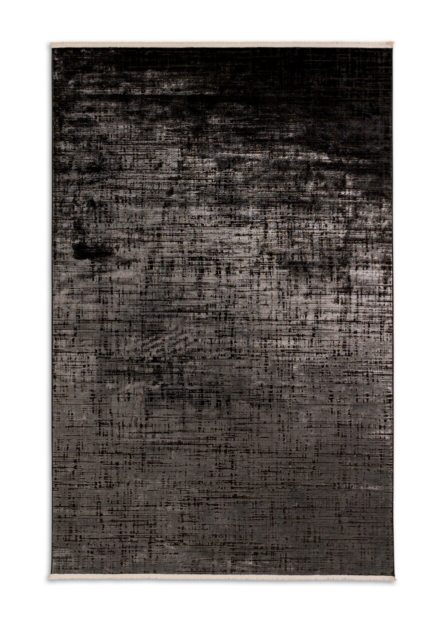 JOOP! LINES Anthrazit Draufsicht auf einen modernen, dunkelgrauen Teppich mit abstraktem Linienmuster, 140x200cm.