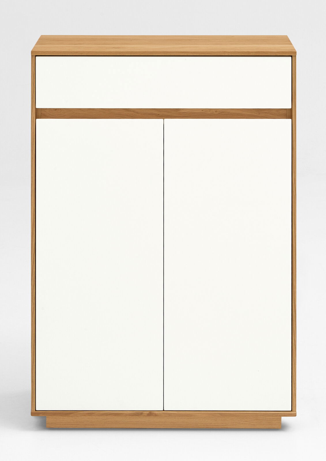 VOSS Kommode V100 Moderne Kommode mit weißer Front und Holzrahmen, Frontalansicht