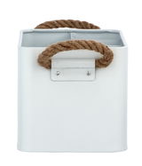 Weiße Badbox Gara mit 4 Aufteilungen und Seilgriffen, Vorderansicht