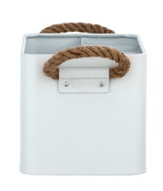 Weiße Badbox Gara mit 4 Aufteilungen und Seilgriffen, Vorderansicht