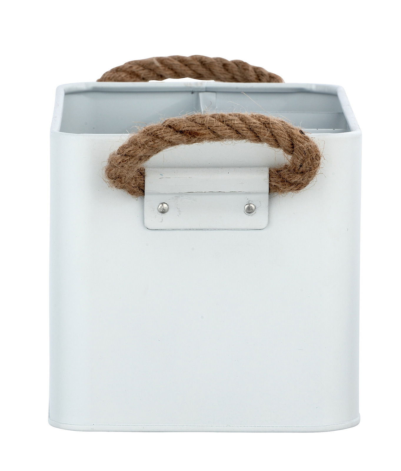 Weiße Badbox Gara mit 4 Aufteilungen und Seilgriffen, Vorderansicht