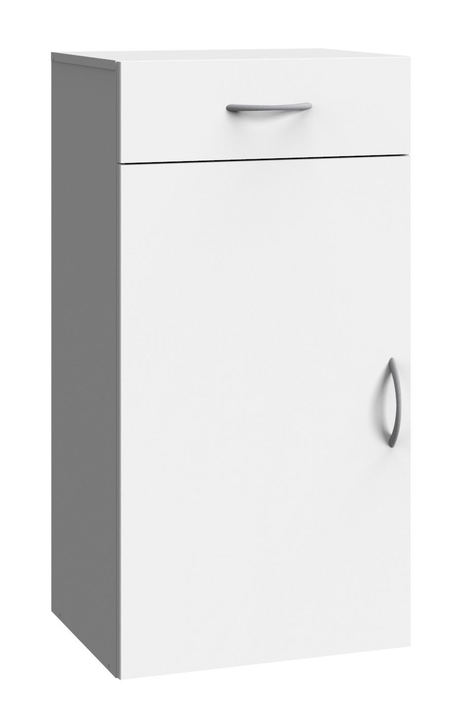 XORA Kommode MULTIRAUMKONZEPT Weiße Kommode mit einer Schublade und einer Tür, seitliche Perspektive