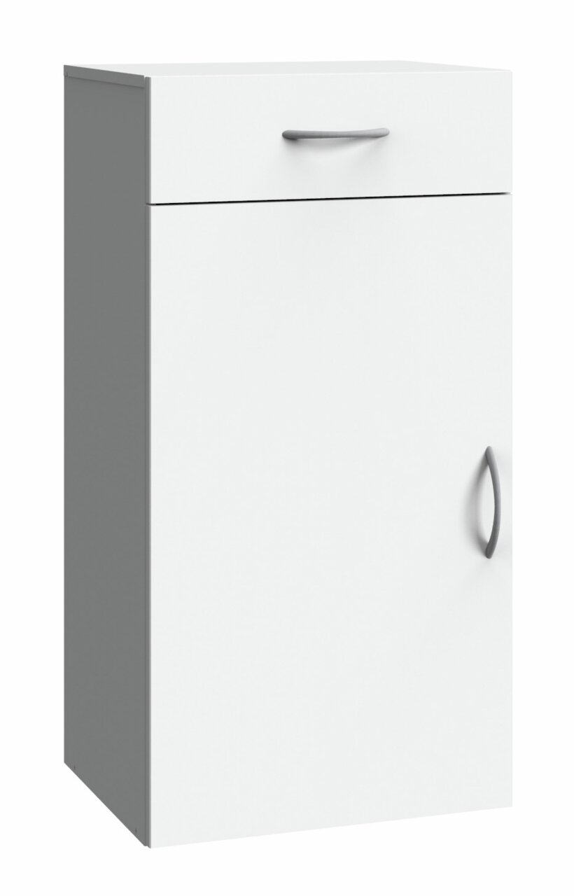 XORA Kommode MULTIRAUMKONZEPT Weiße Kommode mit einer Schublade und einer Tür, seitliche Perspektive