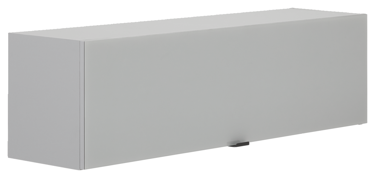 Hom´in Hängeschrank I POOLE Grauer Hängeschrank mit glatter Oberfläche, seitliche Perspektive