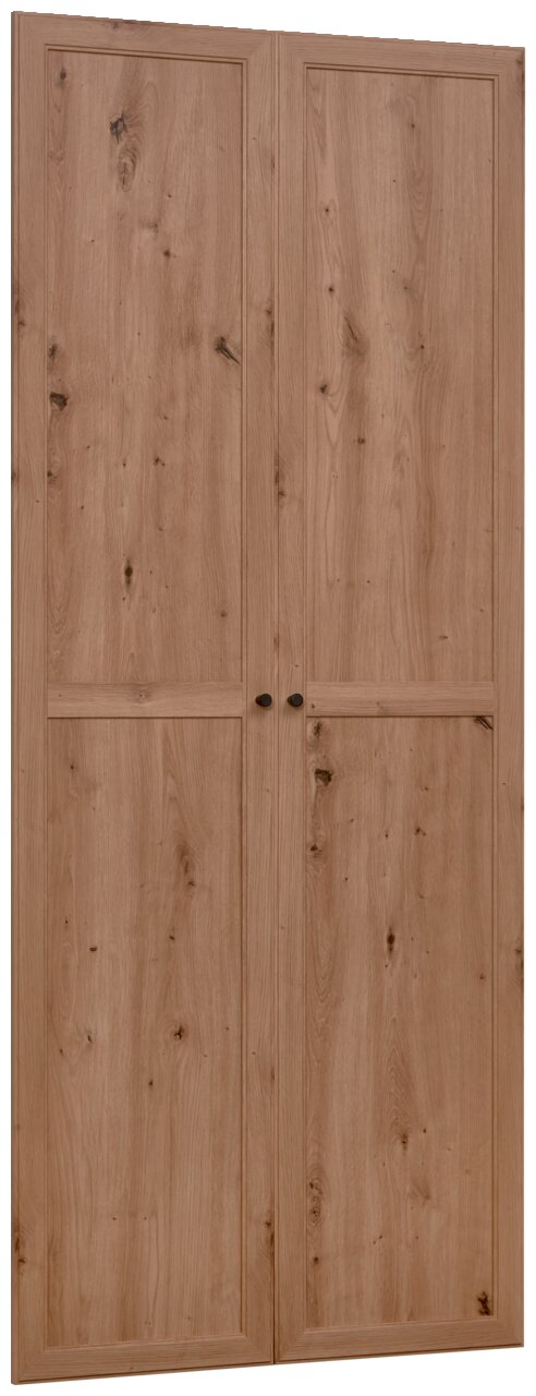 Holztür-Set in natürlicher Holzoptik, frontale Ansicht