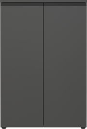 Moderner, grauer Aktenschrank mit zwei Türen, Frontalansicht