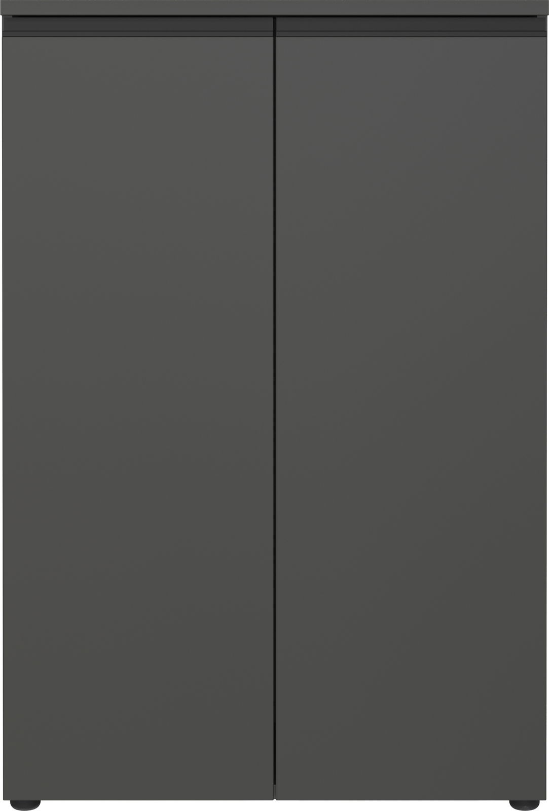 Moderner, grauer Aktenschrank mit zwei Türen, Frontalansicht