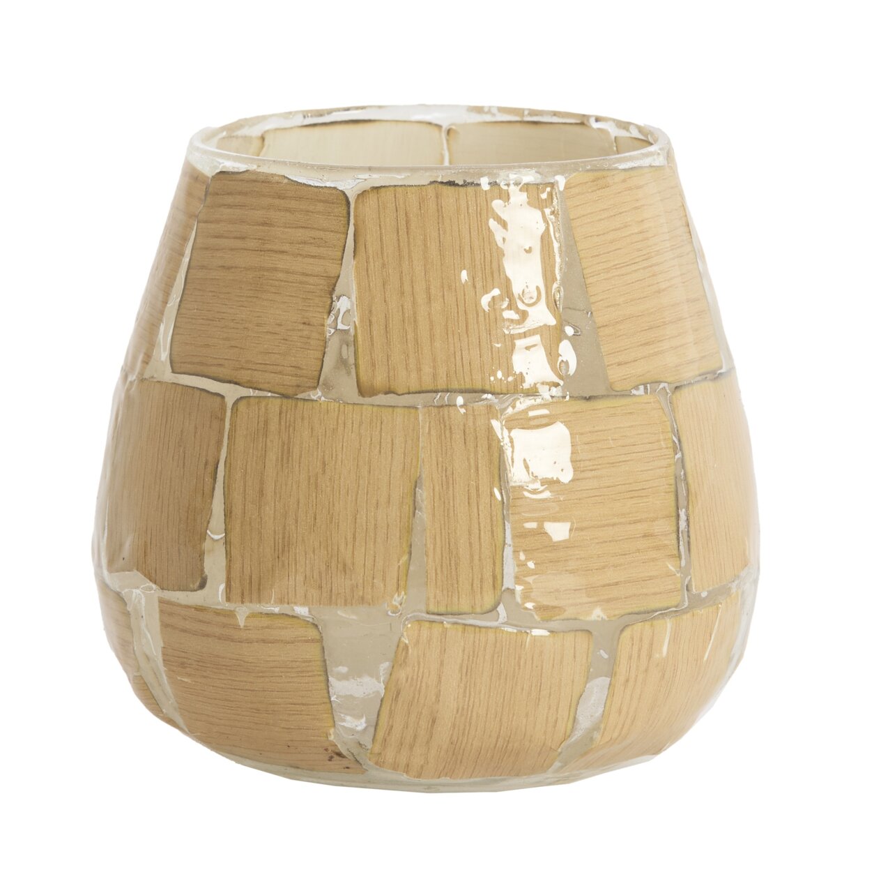 Light&Living Teelicht KUALA 11cm Teelichthalter aus Holzoptik mit glänzender Oberfläche, seitliche Perspektive