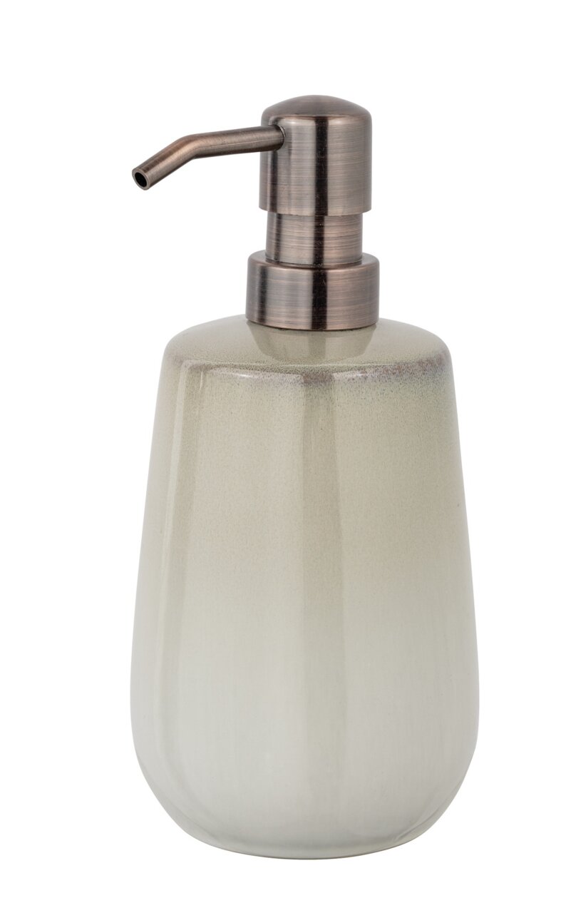 Schöner Wohnen Seifenspender MARANO Grauer Seifenspender Marano aus Keramik mit Metallpumpe, seitliche Perspektive