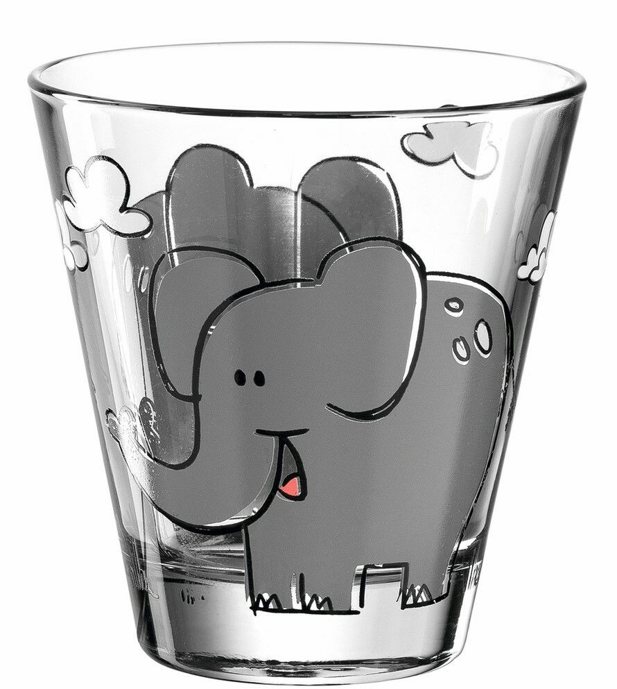 Becher Bambini Elefant 215ml mit Elefantenmotiv, seitliche Perspektive