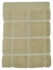 Beige Frottierhandtuch mit Karomuster, von oben betrachtet