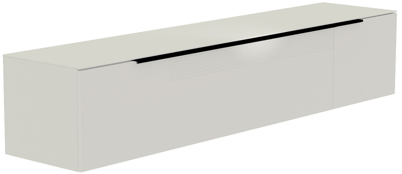 Modernes XL Hänge-Lowboard in Weiß, seitliche Perspektive