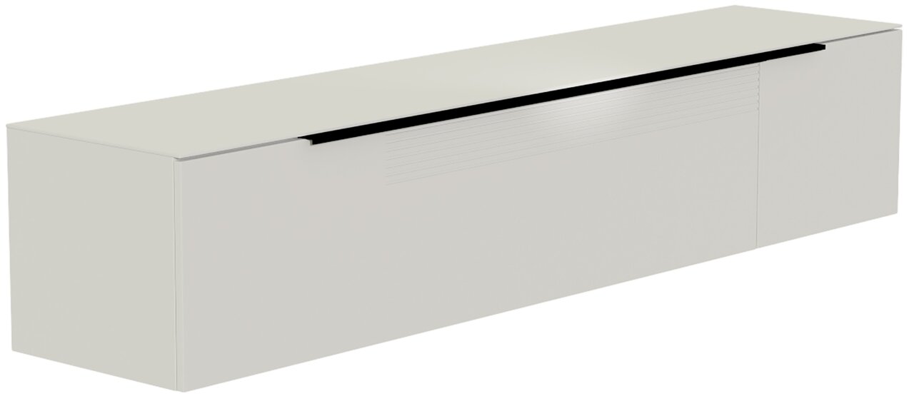 Modernes XL Hänge-Lowboard in Weiß, seitliche Perspektive