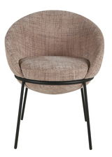 Moderner Stuhl mit runder Rückenlehne und gepolstertem Sitz in Vorderansicht