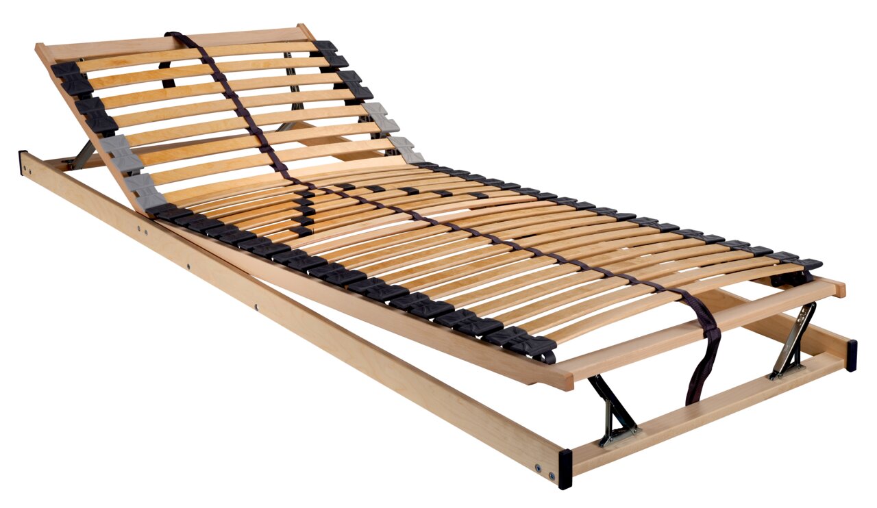 Lattenbod 90 x 200 cm met verstelbaar hoofdeinde, zijaanzicht