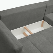 Graue Rundecke mit Stauraum, Ansicht von oben