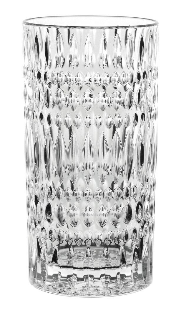 Kristallglas Vase mit elegantem Ethno-Muster, frontal fotografiert