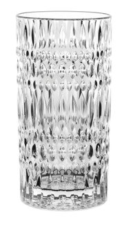 Kristallglas Vase mit elegantem Ethno-Muster, frontal fotografiert